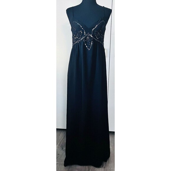 NEW LOOK Dress Size 14 Black Sequin‎ Long dress Cocktail Bling Party Ball Soiree - Picture 2 of 8